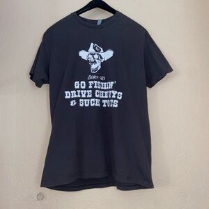 Grey Born To fish Drive Chevy & suck toes graphic tee outdoor vibes retro shirt